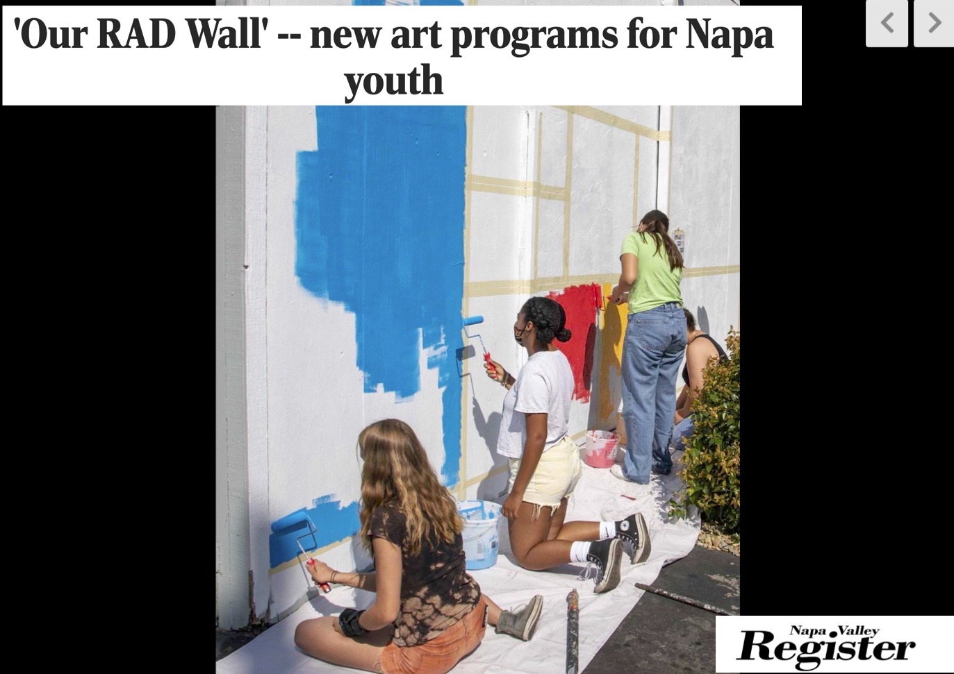 OUR RAD WALL’ – NEW ART PROGRAMS FOR NAPA YOUTH